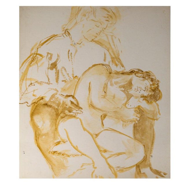 Paper Unknown, Depicting a Couple, 20th Century, Watercolour on Paper For Sale - Image 7 of 7