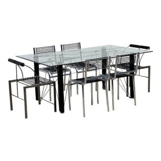 1980s René Herbst “Sandows” Dining Set for Alivar Museum Collection | Table + 6 Chairs For Sale