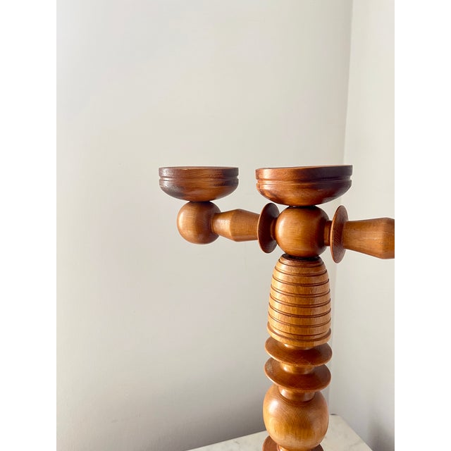 Brown Vintage Scandinavian Wooden Candleholder, Sweden, 1960s For Sale - Image 8 of 9