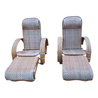 Rattan Deck Chairs, 1970, Set of 2 For Sale