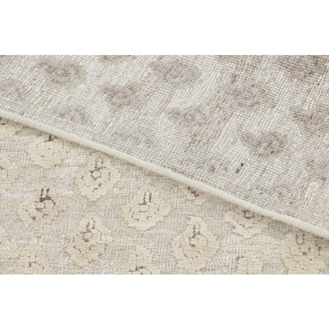 Textile Rug & Kilim’s Block Print Runner Rug, Brown With Cream Floral Motifs For Sale - Image 7 of 7