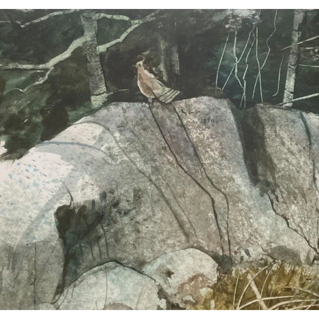 1950s Vintage Valfred Thelin 'grouse on a Rock' Maine Landscape' Painting - Listed For Sale - Image 5 of 11