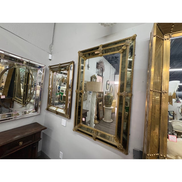 Gold Baroque Style Venetian Mirror For Sale - Image 8 of 12