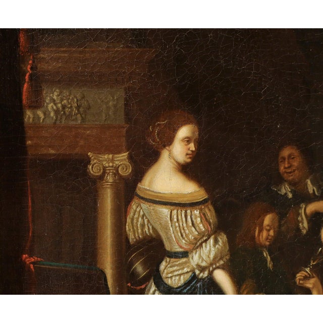 After Frans Van Mieris Il Vecchio, Company in an Interior, 1700, Oil on Canvas, Framed For Sale - Image 8 of 15