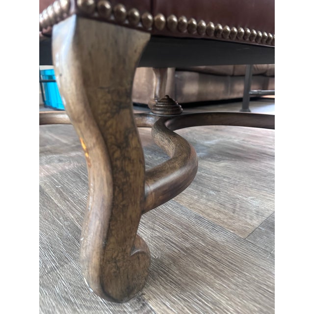 Vintage Century Furniture Leather & Tapestry Oversized Wingback Chair For Sale - Image 10 of 14