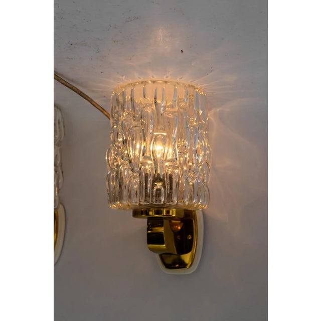 Metal Structured Glass Wall Lamps by Rupert Nikoll, Vienna, Austria, 1950s, Set of 2 For Sale - Image 7 of 12