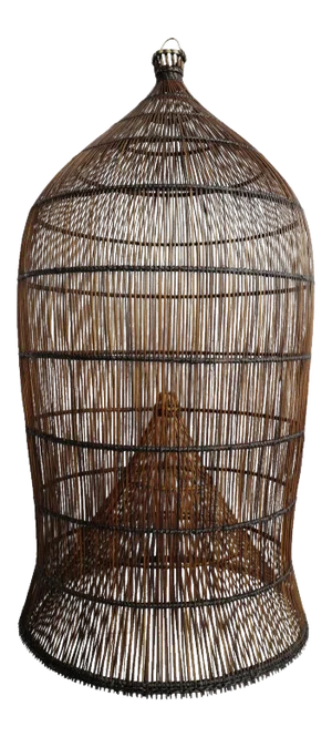 Organic Modern Auburn Wicker Fish Basket Pendant Light Medium