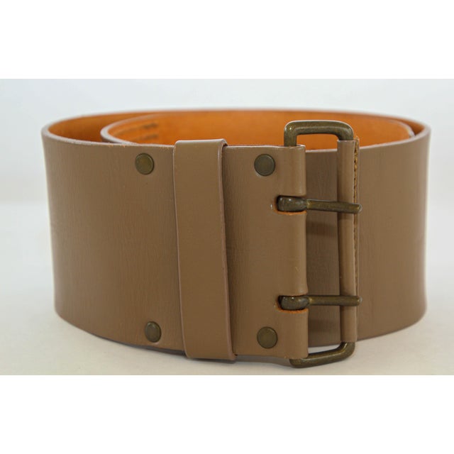 Orange Dries Van Noten Oversized Wide Leather Waist Belt For Sale - Image 8 of 12