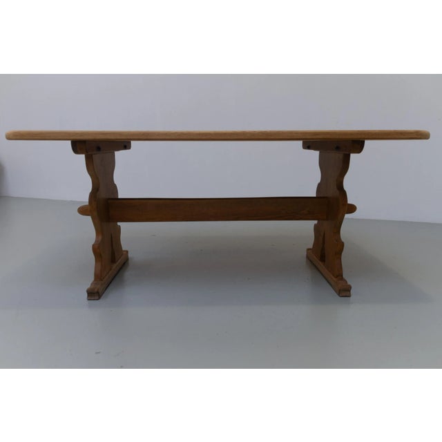 Vintage Danish Brutalist Oak Dining Table, 1960s For Sale - Image 4 of 18