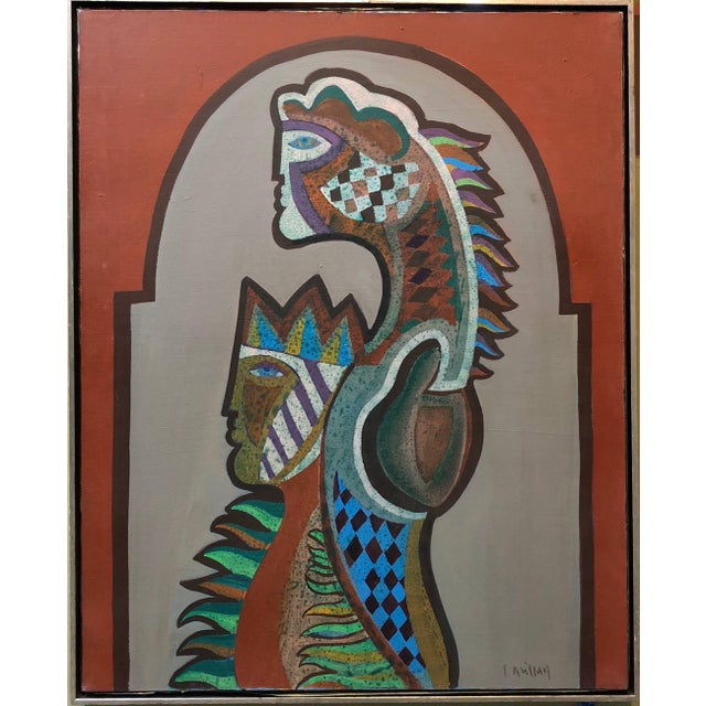 Two Women. Colorful Surrealist Portrait Genre: Surrealism Subject: woman Medium: Oil Surface: Canvas Country: Israel Simon...