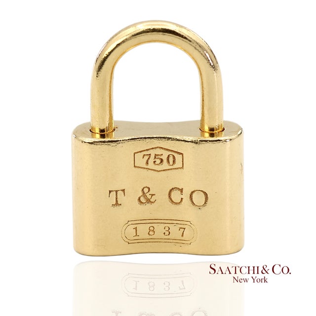 Early 19th Century Early 19th Century Tiffany & Co. 18k Yellow Gold Padlock Charm Pendant Necklace (Non Openable) For Sale - Image 5 of 12