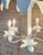 Late 20th Century Vintage Tole Metal Newly Painted White Palm Leaf Chandelier Curated by Turtle and Crane - Dorothy Draper Style For Sale - Image 5 of 8