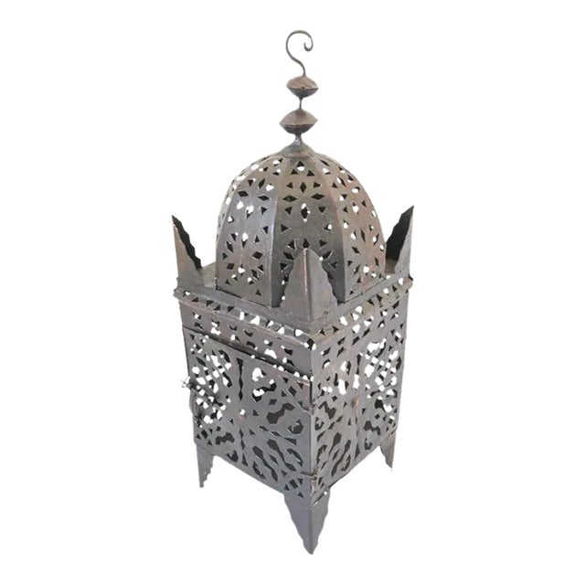 Large Moroccan Moorish Hurricane Metal Candle Lantern For Sale