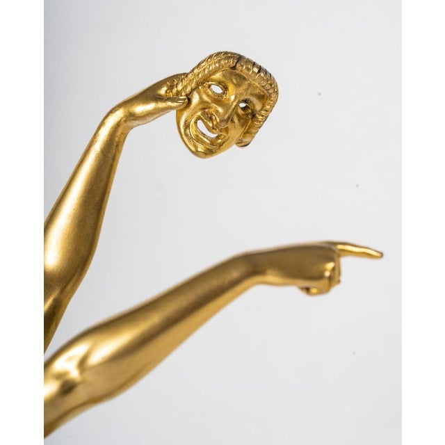 Metal Art Nouveau Gilt Bronze Sculpture in Onyx Base attributed to Joe Descomps, 1900s For Sale - Image 7 of 10