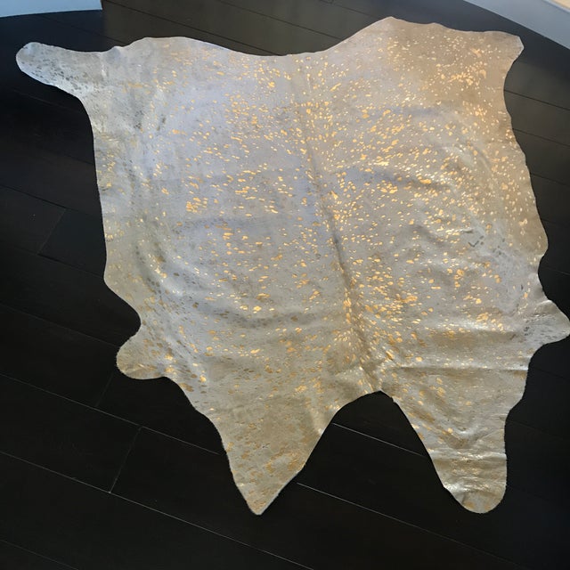 Gold Metallic Brazilian Cowhide Rug 5′2″ × 5′4″ Chairish