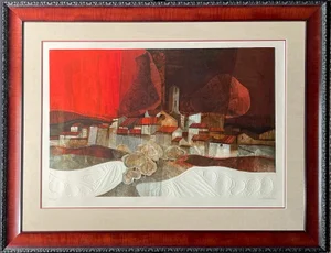 Sunol Alvar "Passage Rouge"Hand Signed Lithograph Custom Framed