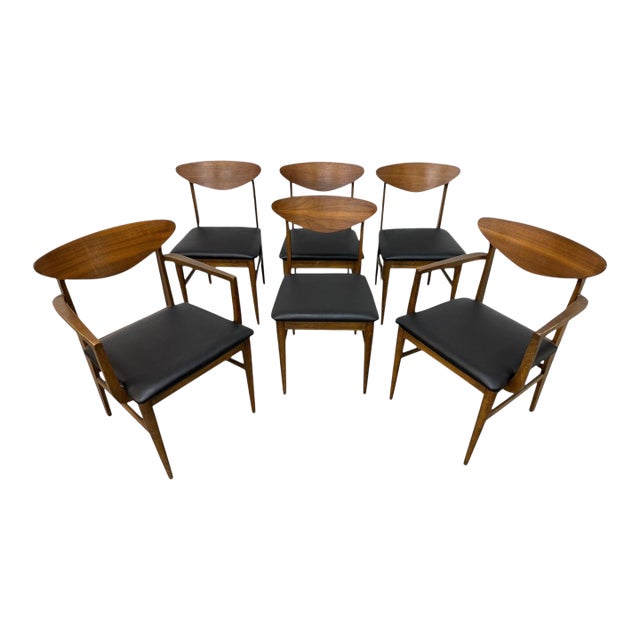Mid-Century Modern Walnut Dining Chairs - Set of 6 For Sale