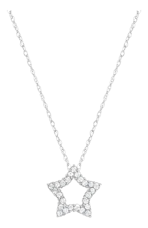 Diamond Star Cutout Necklace .52cttw 14k White Gold 16"