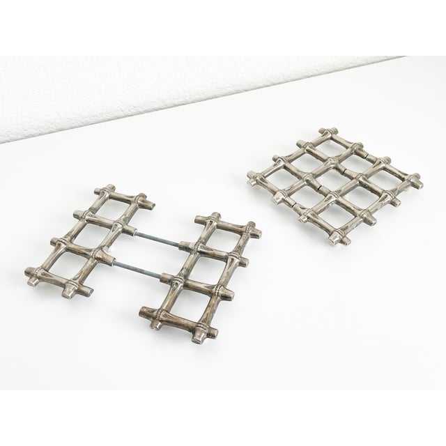 Silver 1970s Italian Bamboo Silverplate Trivets - A Pair For Sale - Image 8 of 8
