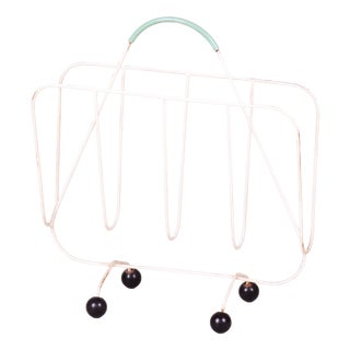 Mid-Century Czech Magazine Stand in Painted Metal, 1950s For Sale