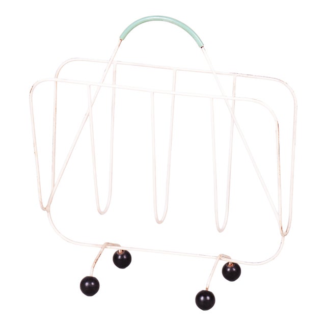 Mid-Century Czech Magazine Stand in Painted Metal, 1950s For Sale