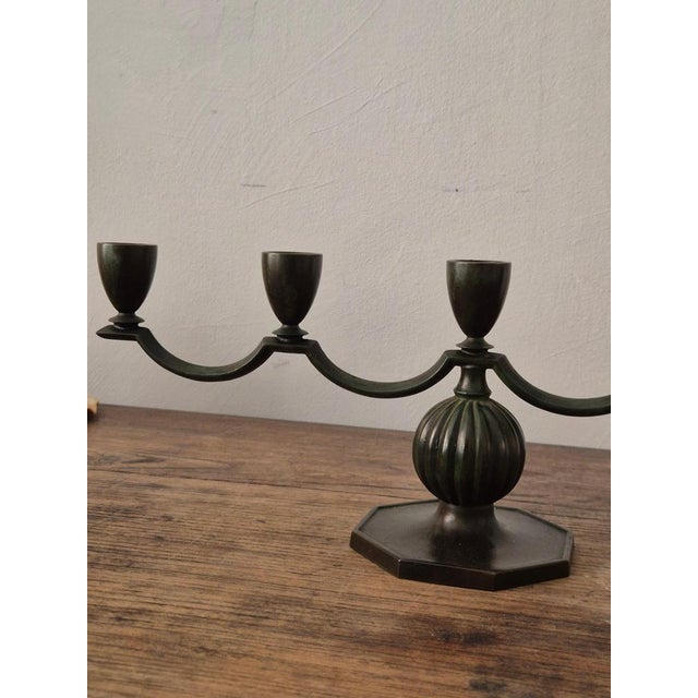 Swedish Grace Candelabra in Bronze by Jacob Ängman, 1920s For Sale - Image 6 of 9