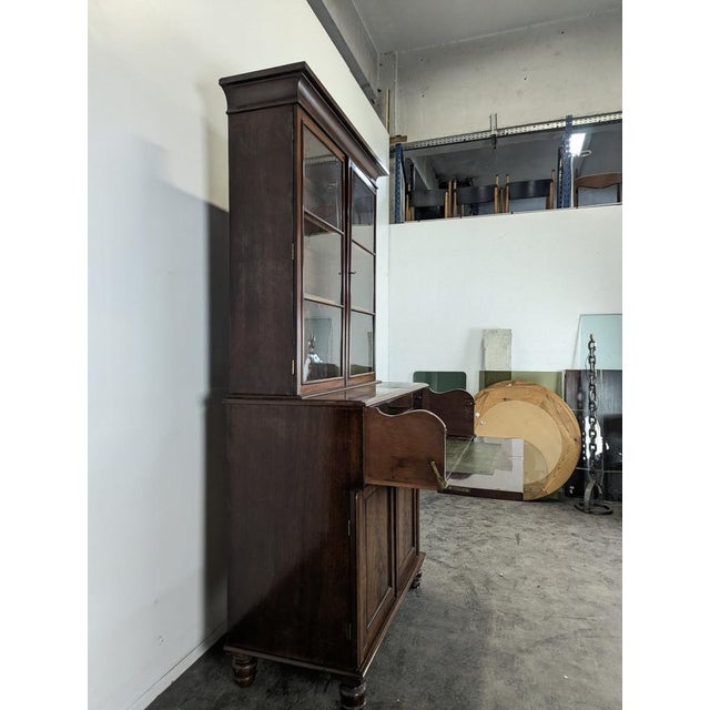 English Mahogany Bookcase with Secretary For Sale - Image 5 of 14