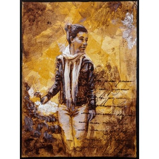 Katie by Christopher Clark | Acrylic, watercolor, ink on paper mounted on wood panel of a woman standing. For Sale