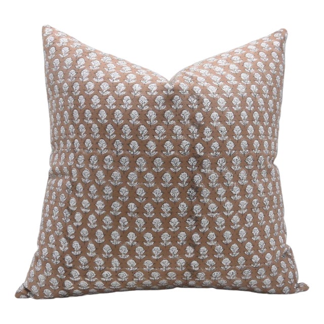 Fabdivine Handmade Block Printed Cushion Cover 20x20 Inch Thick Cotton White-Tarangini For Sale