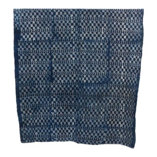 Segou Matrix Indigo Mud Cloth Throw For Sale