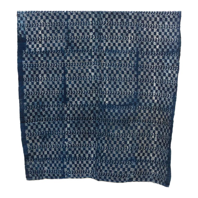 Segou Matrix Indigo Mud Cloth Throw For Sale
