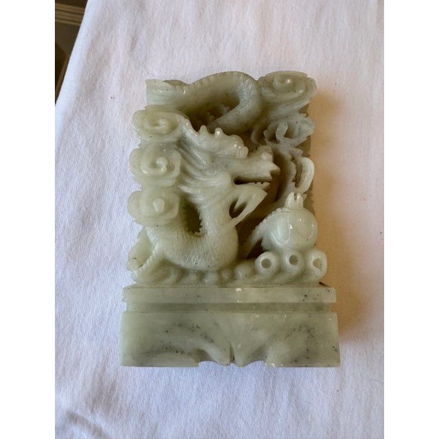 Gemstone Pair of Late 19th Century Carved Onyx Dragon Asian Bookends For Sale - Image 7 of 12
