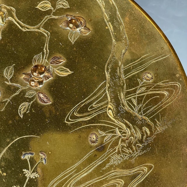 Fine Antique Meiji Japanese Mixed Metal Display Plate Charger Bronze Gilt Monkey For Sale - Image 4 of 13