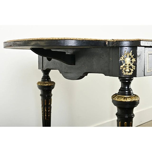 French 19th Century Louis XVI Style Ebonized Drop Leaf Desk For Sale - Image 9 of 12