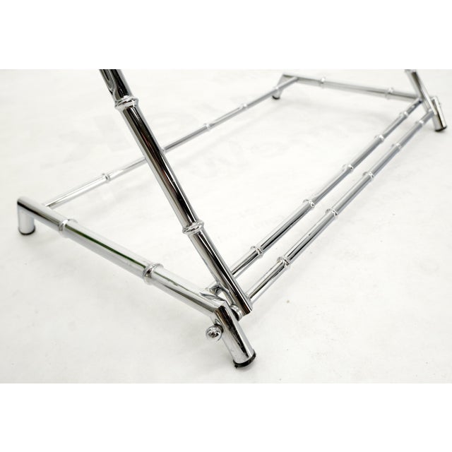Mid Century Italian Modern Chrome Faux Bamboo Folding Collapsible Towel Rack For Sale - Image 6 of 14