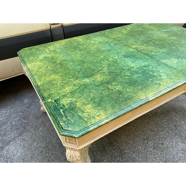 Mid-Century Italian Regency Style Faux Marble Painted Dining Table - 5 Leaves For Sale - Image 9 of 14