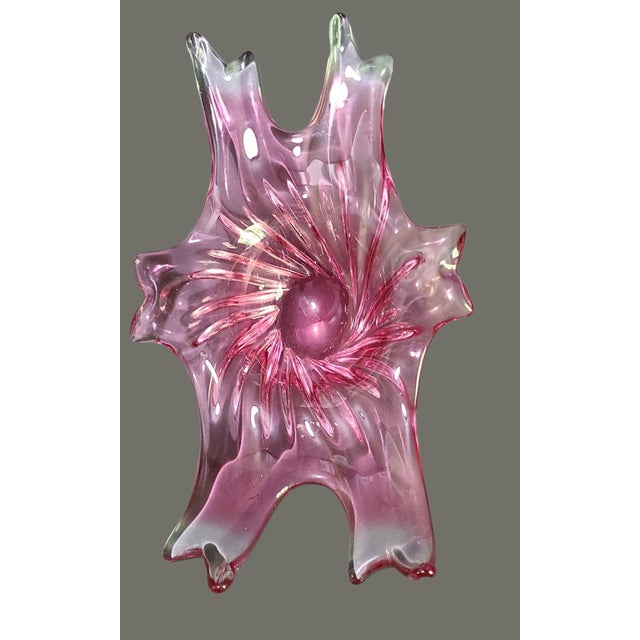 Vintage Mid-Century Modern Italian Art Glass Abstract Large Centerpiece Bowl For Sale - Image 6 of 11