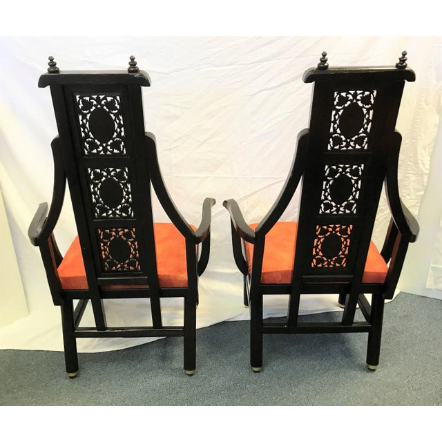Mid 20th Century Vintage Carved and Pierced Fantasy Chairs Made in India- Set of 4 For Sale - Image 5 of 13