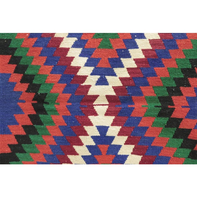 1980s African Red Blue Ikat Small Rug For Sale - Image 12 of 13