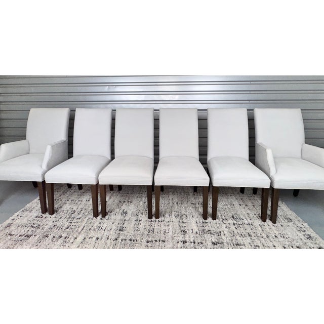 6 Restoration Hardware chairs semi white, they seem like they have been waterproofed all performance canvas fabric. normal...