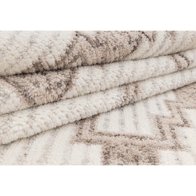 10x14Ft. Ivory White Wool Boho Inspired Hand Made Rug For Sale - Image 11 of 18