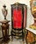 Louis XV Style Black Display Curio Cabinet With Red Velvet Interior & Gold Leaf Details For Sale - Image 4 of 4