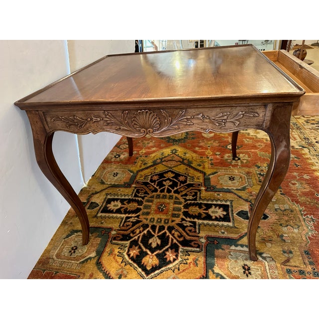 1960s Italian Vintage Fruitwood Game Table With Beautiful Carving For Sale - Image 5 of 12