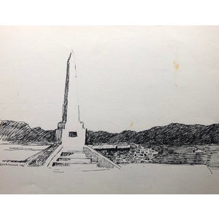 1985 Zihuatanejo Mexico Cityscene With Monument by Hayward Cirker For Sale