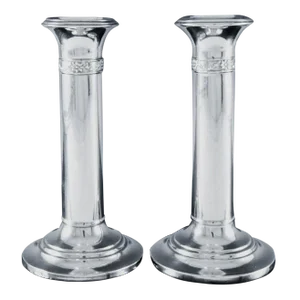 Antique English Edwardian Sterling Silver Candlesticks- a Pair
