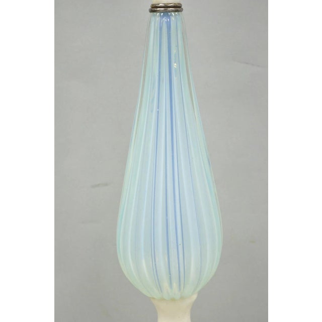 Murano Vintage Murano Italian Mid Century Modern Blue Blown Glass Marble Table Lamp For Sale - Image 4 of 15