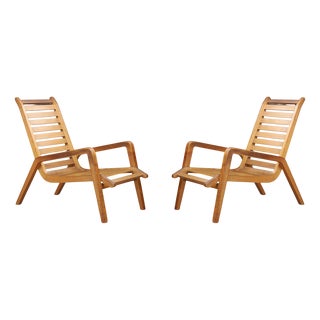 Sculptural Ashwood Lounge Chairs by Jan Vaněk, 1960s, Set of 2 For Sale