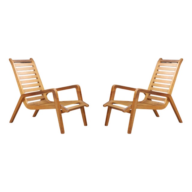 Sculptural Ashwood Lounge Chairs by Jan Vaněk, 1960s, Set of 2 For Sale