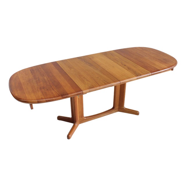 Vintage Danish Oval Extendable Dining Table in Teak, 1960s For Sale