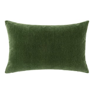 Scalamandre 22" x 14" Tudor Velvet Lumbar Pillow in Bottle Green For Sale